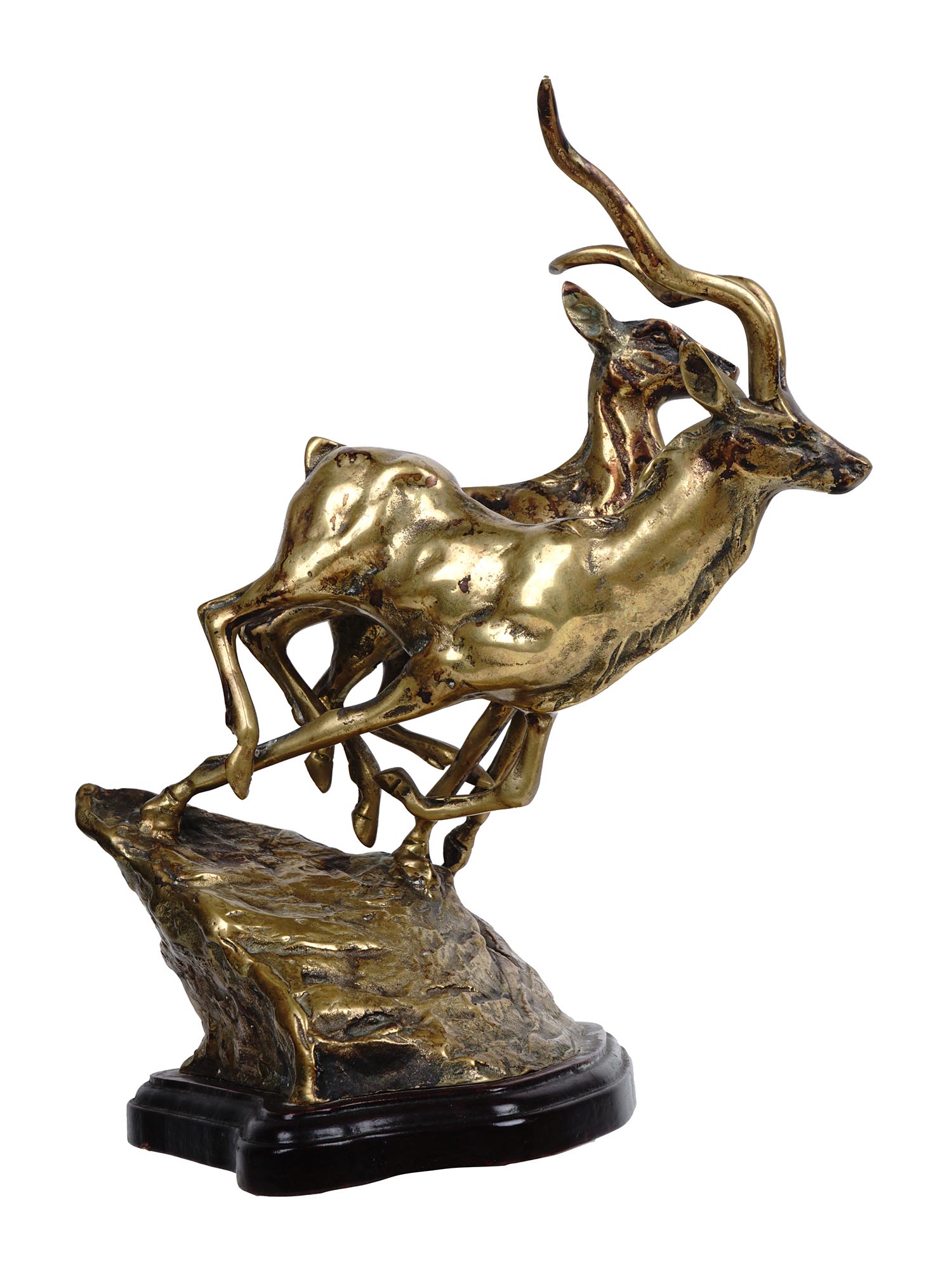 LAST WAX GILT CAST BRONZE FIGURAL GROUP OF DEER PIC-1